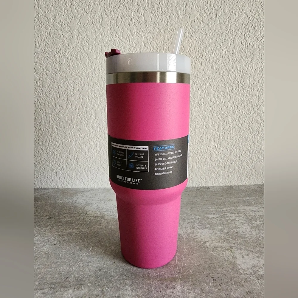 Stanley Adventure The Quencher Travel Azalea Pink Tumbler 30oz NEW - Picture 3 of 8